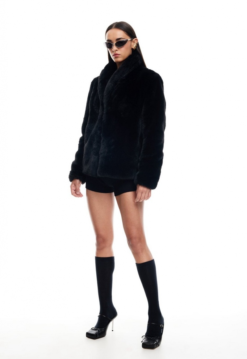 Lioness Bada Bing Faux Fur Mantel Zwart | Nederland-EGFVP5248