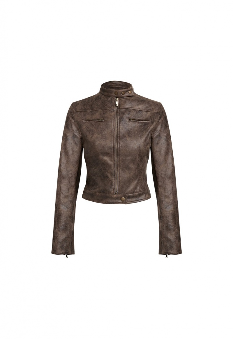 Lioness Bella Moto Leren Jas Chocola | Nederland-LAVHY3278