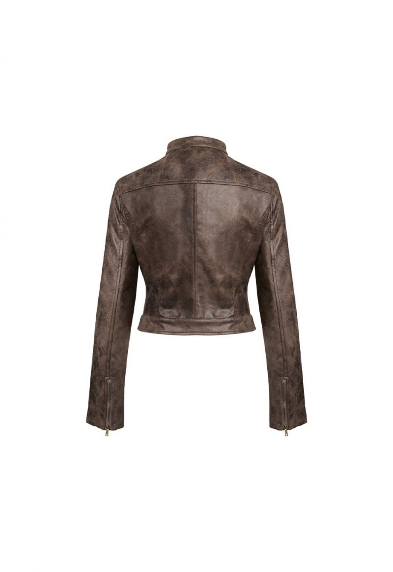 Lioness Bella Moto Leren Jas Chocola | Nederland-LAVHY3278